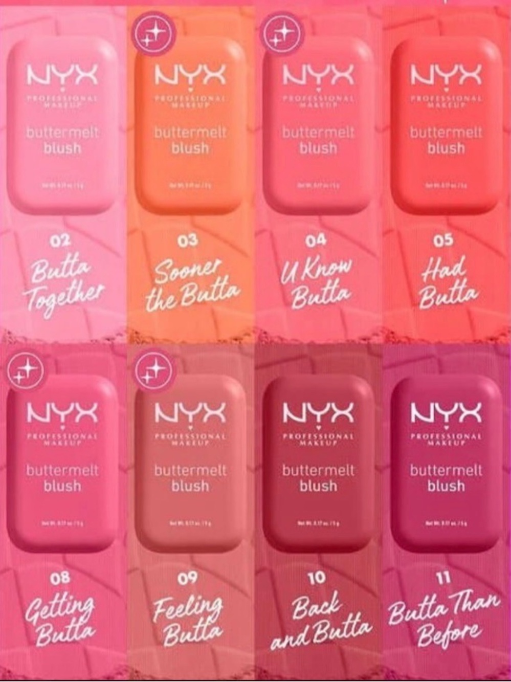 NYX Buttermelt Blush Set — Pink, Coral & Peach Shades and more LOT OF 30 NWT